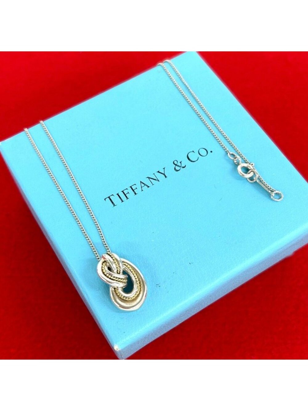 Tiffany & Co Twist Knot Necklace Silver Yellow Gold